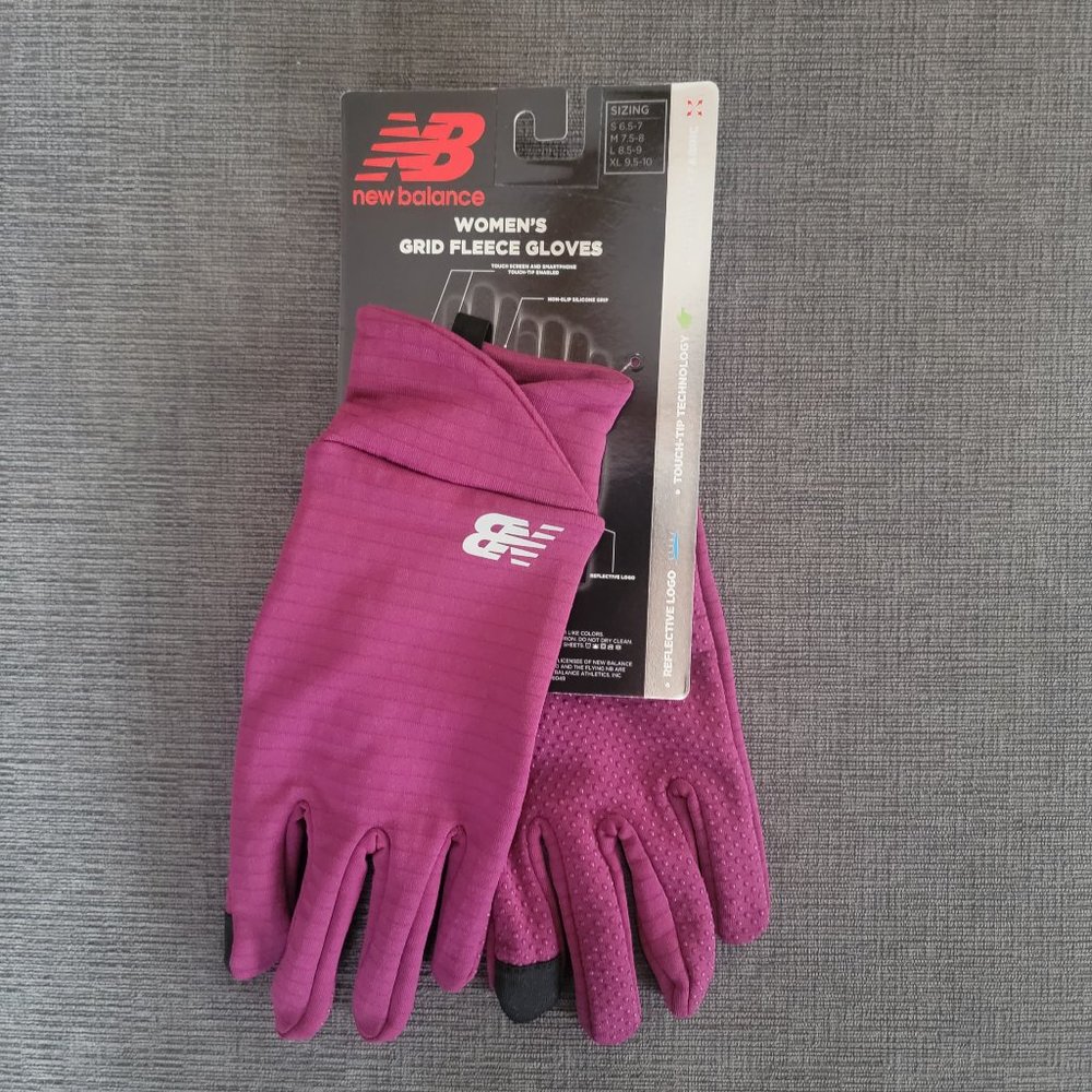 New Balance Women Pink Grid Fleece Touch -Tip Technology Gloves Size Large